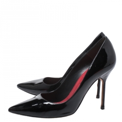 Pre Owned Carolina Herrera Black Patent Leather Pointed Toe Pumps Size 38