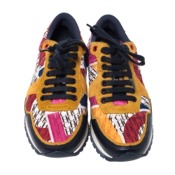 Pre Owned Carolina Herrera Multicolor Suede, Leather And Fabric Low Top Sneakers Size 38