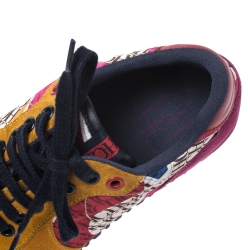 Pre Owned Carolina Herrera Multicolor Suede, Leather And Fabric Low Top Sneakers Size 38
