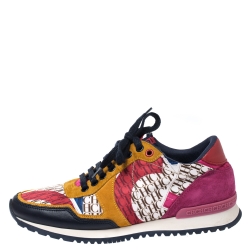 Pre Owned Carolina Herrera Multicolor Suede, Leather And Fabric Low Top Sneakers Size 38