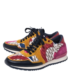 Pre Owned Carolina Herrera Multicolor Suede, Leather And Fabric Low Top Sneakers Size 38