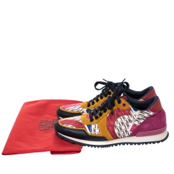 Pre Owned Carolina Herrera Multicolor Suede, Leather And Fabric Low Top Sneakers Size 38