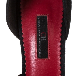 Pre Owned Carolina Herrera Black Suede And Lace Crystal Embellished D'orsay Pumps Size 39