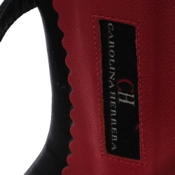 Pre Owned Carolina Herrera Black Leather Strappy Flat Sandals Size 36