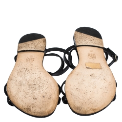 Pre Owned Carolina Herrera Black Leather Strappy Flat Sandals Size 36