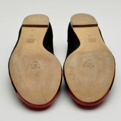 Pre Owned Carolina Herrera Red and Black Ballerina Flats Size 38
