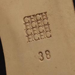 Pre Owned Carolina Herrera Red and Black Ballerina Flats Size 38