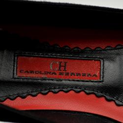 Pre Owned Carolina Herrera Red and Black Ballerina Flats Size 38
