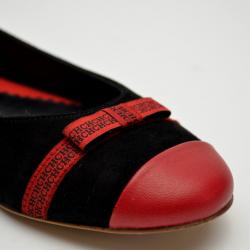 Pre Owned Carolina Herrera Red and Black Ballerina Flats Size 38