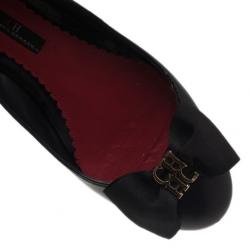 Carolina Herrera Black Leather Bow Pumps Size 39