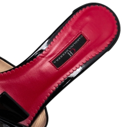 Pre Owned Carolina Herrera Black Patent Leather and Leather Knotted Block Heel Slide Sandals Size 41