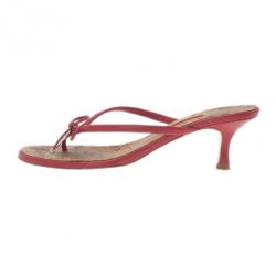 Carolina Herrera Red Leather Bow Sandals Size 39