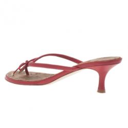 Carolina Herrera Red Leather Bow Sandals Size 39