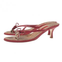 Carolina Herrera Red Leather Bow Sandals Size 39