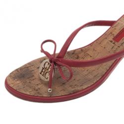 Carolina Herrera Red Leather Bow Sandals Size 39