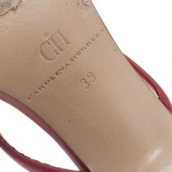 Carolina Herrera Red Leather Bow Sandals Size 39