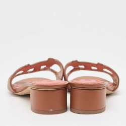 Carolina Herrera Brown Leather Slide Sandals Size 37 