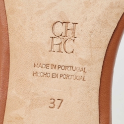 Carolina Herrera Brown Leather Slide Sandals Size 37 