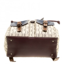 Pre Owned Carolina Herrera Beige/Multicolor Monogram Coated Canvas Drawstring Backpack