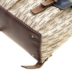 Pre Owned Carolina Herrera Beige/Multicolor Monogram Coated Canvas Drawstring Backpack