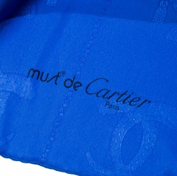 مملوكة مسبقًا Must de Cartier Cobalt Blue Le Panthere Monogram Silk Square Scarf