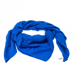 مملوكة مسبقًا Must de Cartier Cobalt Blue Le Panthere Monogram Silk Square Scarf