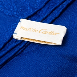 مملوكة مسبقًا Must de Cartier Cobalt Blue Le Panthere Monogram Silk Square Scarf