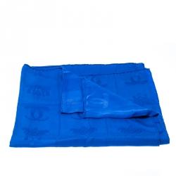 مملوكة مسبقًا Must de Cartier Cobalt Blue Le Panthere Monogram Silk Square Scarf