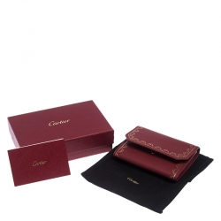 Pre Owned محفظة كارتييه جلد بني محمر