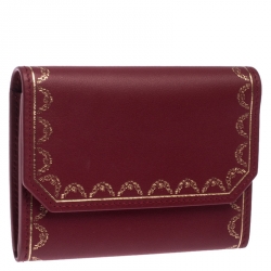 Pre Owned محفظة كارتييه جلد بني محمر