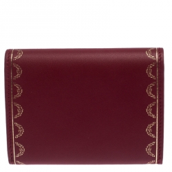 Pre Owned محفظة كارتييه جلد بني محمر