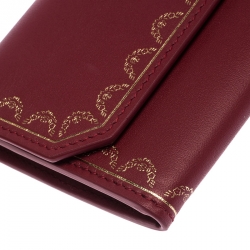 Pre Owned محفظة كارتييه جلد بني محمر