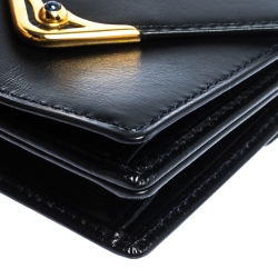 مملوكة مسبقًا Cartier Black Leather Sapphire S de Cartier Coin Wallet