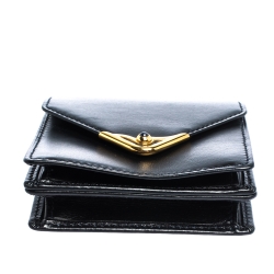 مملوكة مسبقًا Cartier Black Leather Sapphire S de Cartier Coin Wallet
