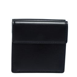 مملوكة مسبقًا Cartier Black Leather Sapphire S de Cartier Coin Wallet