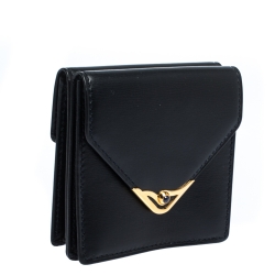 مملوكة مسبقًا Cartier Black Leather Sapphire S de Cartier Coin Wallet
