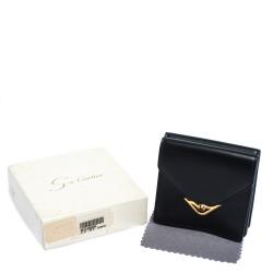 مملوكة مسبقًا Cartier Black Leather Sapphire S de Cartier Coin Wallet
