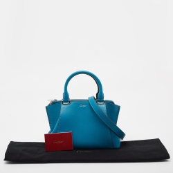Pre Owned Cartier Blue Leather Mini C de Cartier Satchel