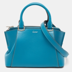Pre Owned Cartier Blue Leather Mini C de Cartier Satchel