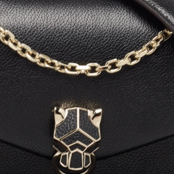 مملوكة مسبقًا حقيبة كارتييه ميني بانثير جلد أسود بسلسلة