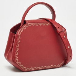 Pre Owned Cartier Red Leather Mini Guirlande De Cartier Top Handle Bag