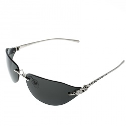 Pre Owned Cartier Silver/Black Panthere De Cartier Rimless Jewel Sunglasses