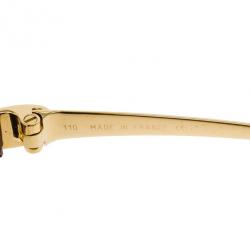 Pre Owned Cartier Gold Panthere De Cartier Rimless Shield Sunglasses