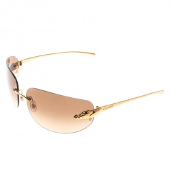 مملوكة مسبقًا Cartier Gold/Brown Gradient Panthere de Cartier Rimless Sunglasses