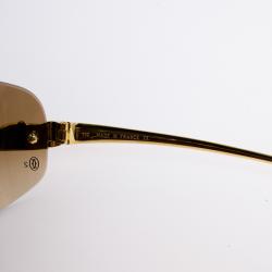 Pre Owned Cartier Gold Panthere De Cartier Shield Sunglasses