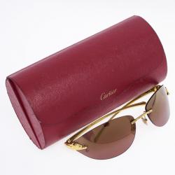 Pre Owned Cartier Panthere De Cartier Rimless Woman Sunglasses