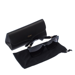 Pre Owned نظارة شمسية وايفارير كارتييه T8201083 ترينيتي متدرجة أسود/أسود