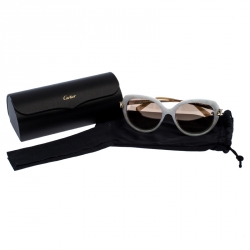 مملوكة مسبقًا Cartier White Marble/Gold Panthere Square Sunglasses