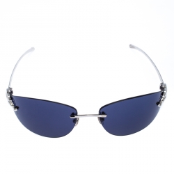 Pre Owned Cartier Blue Panthère de Cartier Rimless Oval Sunglasses