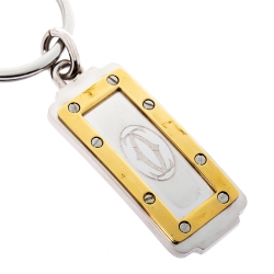 Pre Owned Cartier Logo Two Tone Keychain